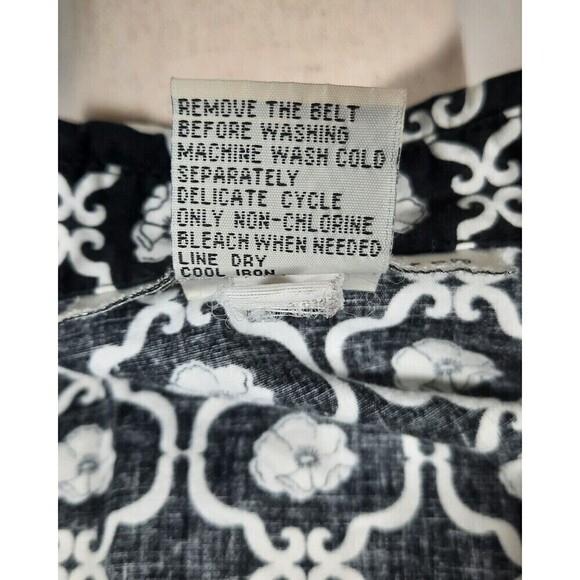 Requirements Empire Waist Babydoll Stretch Top Full Button Black and White SZ 8 - Picture 16 of 16